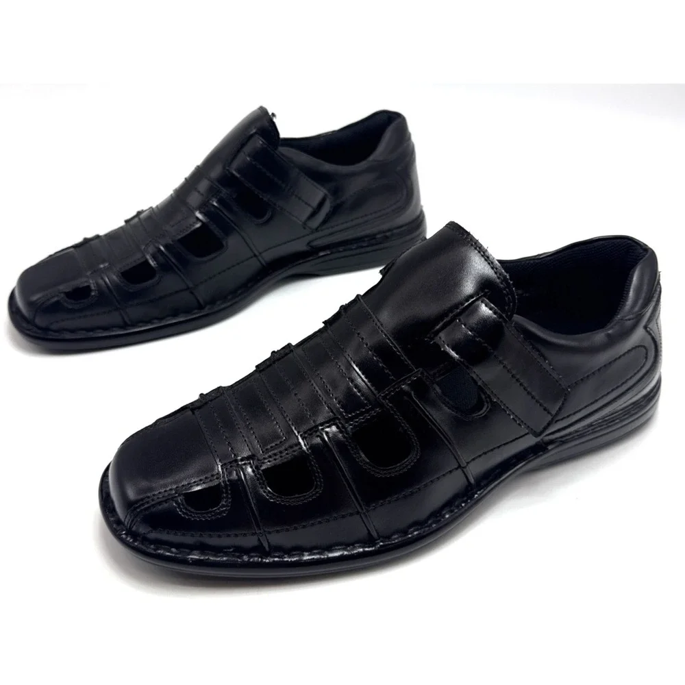 Stacy Adams Belmar Fisherman Sandals Mens Size 9.5 M Black Synthetic Hook & Loop